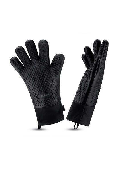 Zürih Ticaret Silikon Eldiven - 1 Çift - Isıya Dayanıklı – Su Geçirmez - Siya...