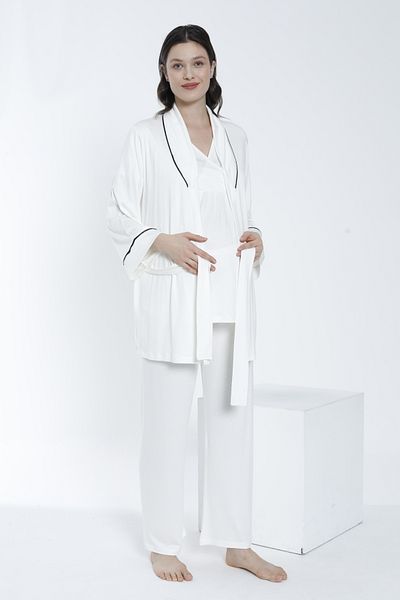Miss Dünya Lissa Large Collar Dressing Gown Pajamas Set for Pregnant and Maternity