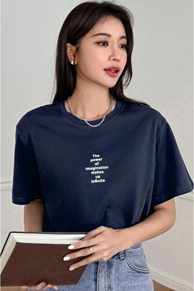 BETİLİNA Lacivert  THE POWER Geniş kalıp T-Shirt