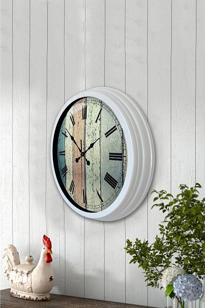 Kasva Concept 40 cm White Metal Roman Antique Wall Clock