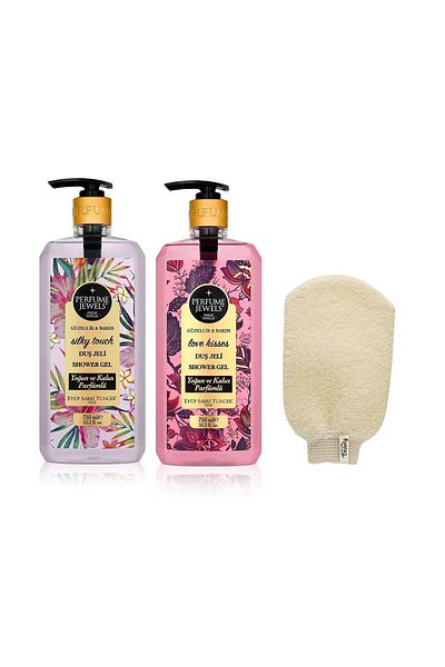 Eyüp Sabri Tuncer Gluten-Free Silky Touch and Love Short Shower Gels 750 ml 2 pieces+Bath Pouch gift,