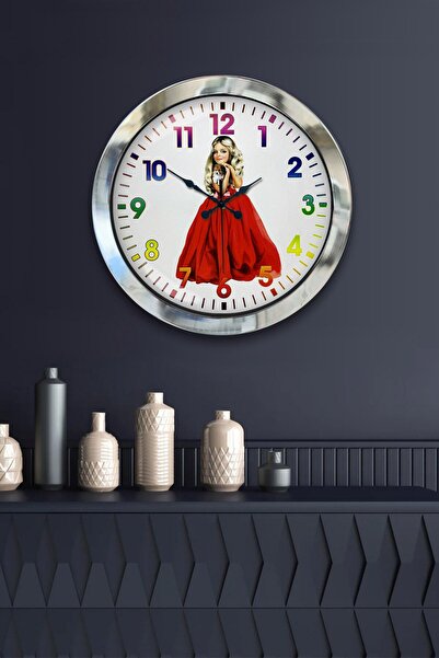 Kasva Concept هدية ساعة حائط للفتيات الصغيرات من معدن الكروم مقاس 36 سم