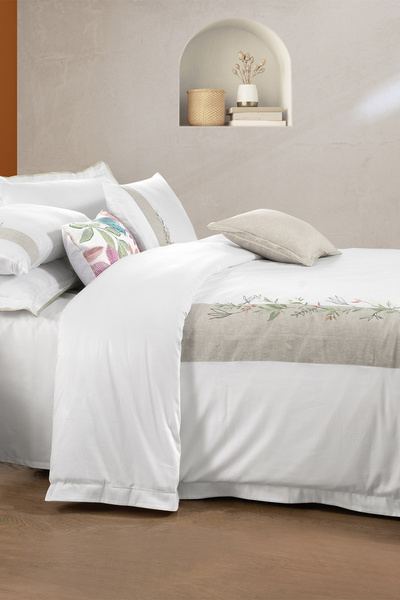 Sarev Dorena Double White Satin Duvet Cover - 100% Cotton, "300 TC"
