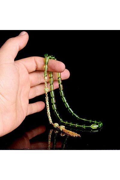 Tesbihsepetim Silver Tassel with Zircon Stones - Drop Amber Rosary Hooded