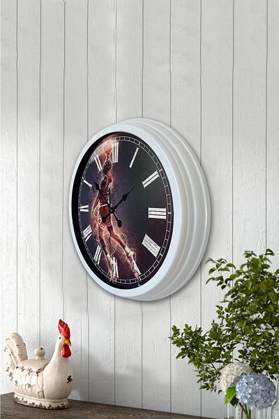 Kasva Concept Gift 40 cm White Metal Nba Wall Clock