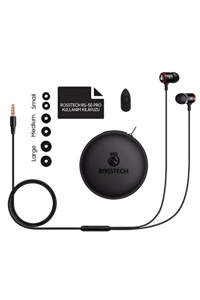 ROSSTECH Rs-50 Pro Mikrofonlu Kablolu Kulak İçi Kulaklık + Özel Taşıma Çantası