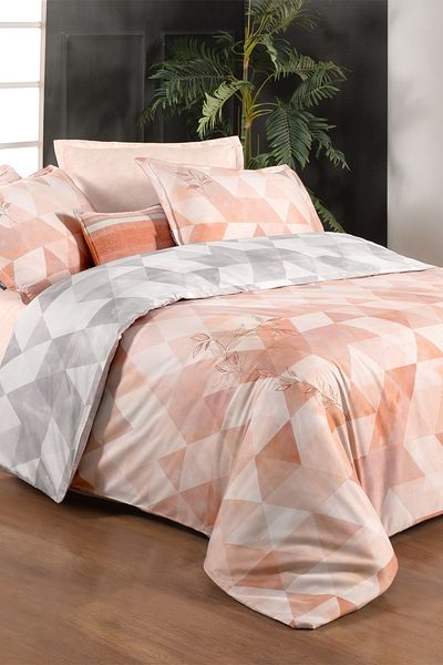 Sarev Σετ Παπλωματοθήκη Peonia Tan 100% Cotton Satin - Διπλό "233 TC"