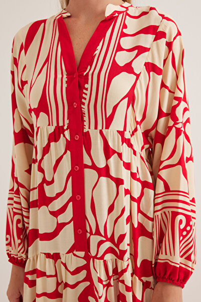 Bigdart Women's Red Beige Viscose Hijab Dress 2423