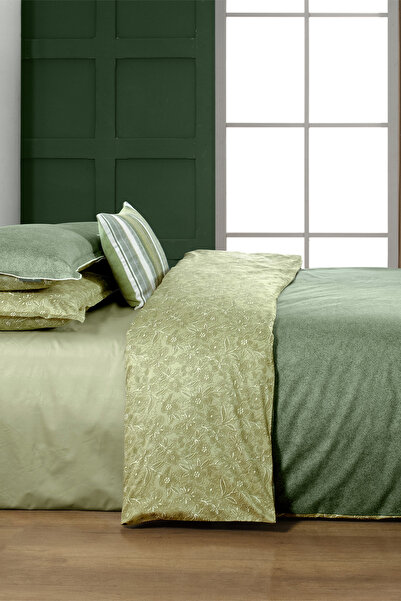 Sarev Berlina Green King Size (King Size) 100% Cotton Satin "233 Tc" Duvet Cover Set