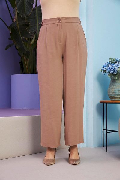 RMG Large Size Aerobin Mink - Wide Leg and Elastic Waist Pants