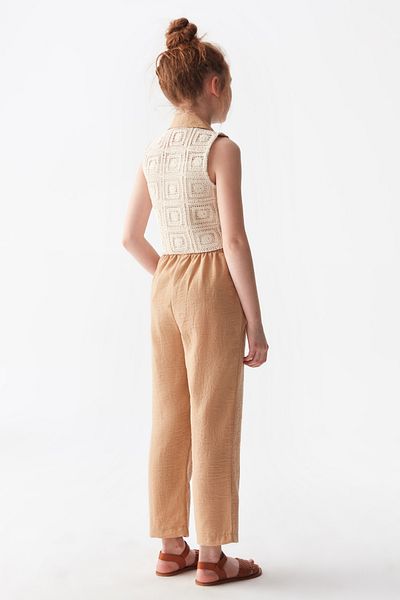 nk kids NK KIDS 36404 - Елек за момиче в цвят камила и маслина