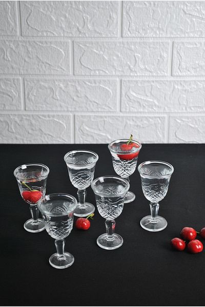 Purelegant 6-Piece Side Water Glass - Glass Brown 50 Cc With Foot