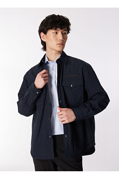 Tommy Hilfiger Slim Fit Düğmeli Yaka Mavi Erkek Gömlek MW0MW33766