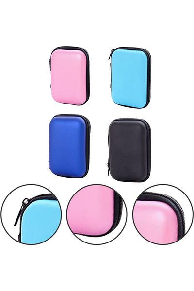 Streak Headphone Key Mini Item Carrying Case Leather Zippered - Pink Color
