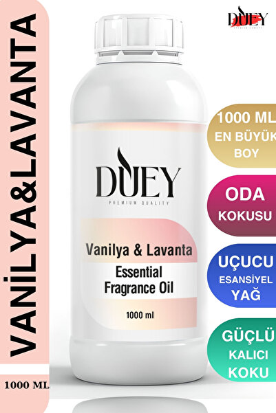 DUEY Vanilya&Lavanta Uçucu Yağ 1000 Ml Mum Esansı, Oda Kokusu, Hava Nemlendir...