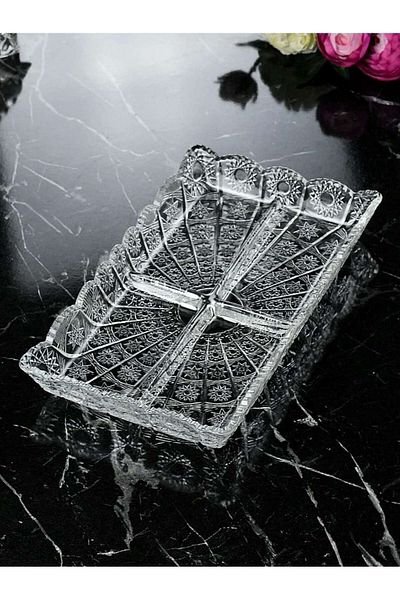 İnova Home Decor Rectangular Section Glass Presentation Holder - Cookie Fruit Plate