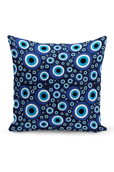 Bertille Home Seria Evil Eye, set de 4 huse de pernă cu imprimare digitală pe două fețe (husă de pernă pentru ochi Evil)