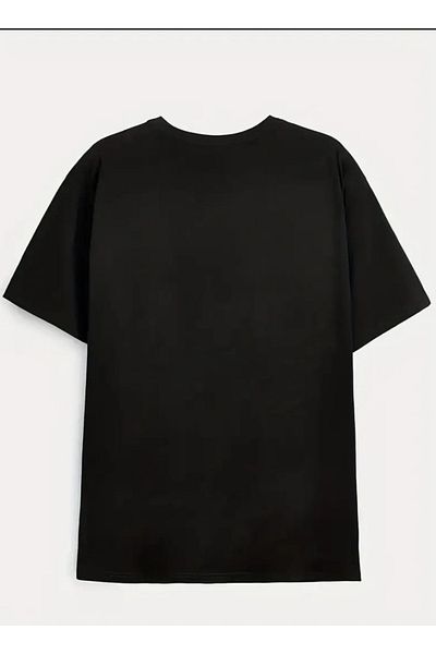 WOODROFFE Tricou de damă, cu decolteu în V, cu decolteu relaxat, cu imprimeu negru - Boyfirend