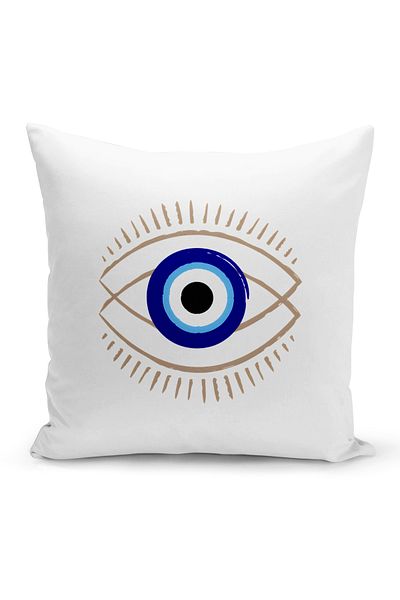 Bertille Home Husă de pernă Seria Evil Eye imprimată digital pe două fețe (Husă de pernă pentru ochi Evil)