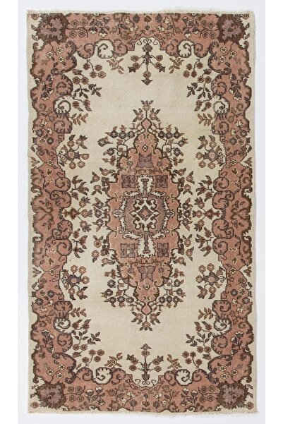 Tekin 117x203 cm Bej ve kırmızı Renklerde Eski Bahçe Tasarımı Çiçekli Isparta Halı