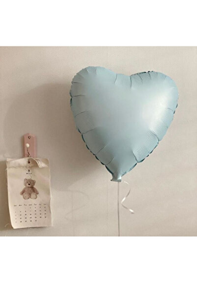 mypartyready Satin Mavi Renk Folyo Kalp Helyum Balon 45 CM 1 adet Set Retro R...