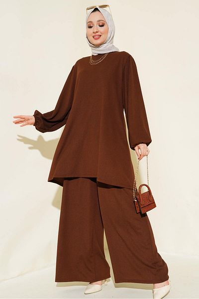 Bigdart Braunes Tunika- und Hosenset - Damen 6663