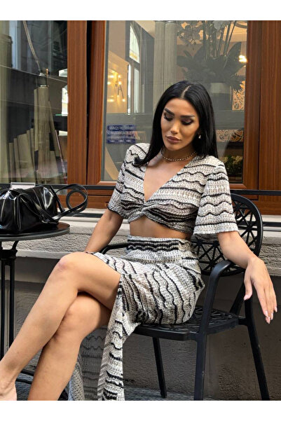 FASHION COCKTAIL Богемська спідниця з розрізом і зигзагоподібним візерунком -...