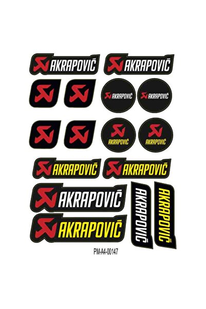 MOTOSEPETİM SPONSOR AKRAPOVIC TASARIMLI EKİPMAN KASK MOTORSİKLET STİCKER SETİ 01