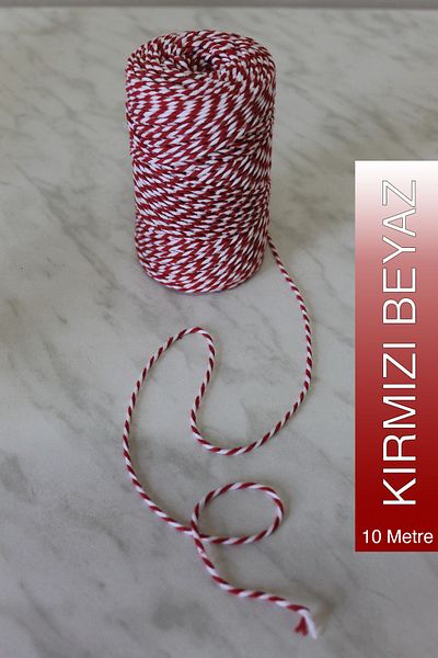Bevella Macrame Cord Gift Packaging String 10 Meters, Martenischka String, Red and White New Year's String