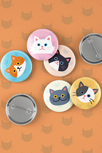 Varyant Kediler - Cats - İğneli Buton Rozet Seti - Broş - Yaka - Çanta Rzt. 5 Adet