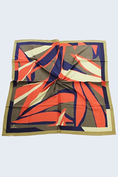 QUM İPEK وشاح من الخيزران باللون الأخضر الزيتي - نمط مختلط