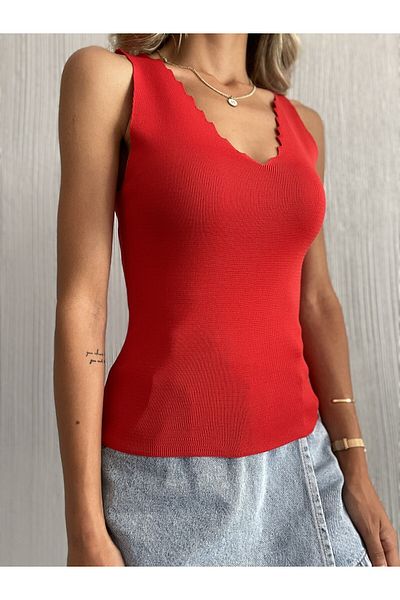 Jose Clothing Bluză de tricotaj pentru damă cu guler la scară - cu bretele
