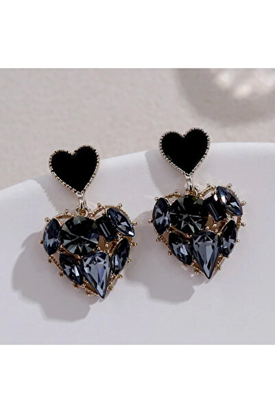 Takıtolia Amour - Black Zircon Stone Stylish Design Earrings