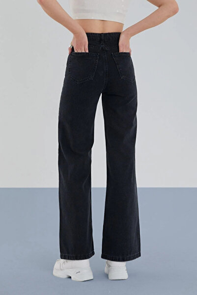SHEVEGA Black Wide Leg Wide Leg Jeans Loose Trousers