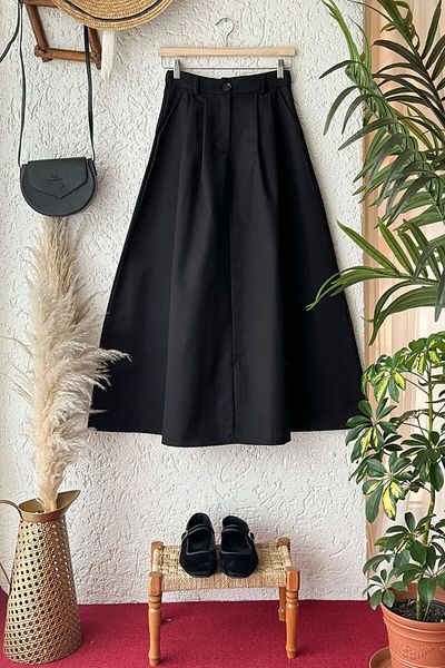 Ceylan Otantik Black Cotton Skirt