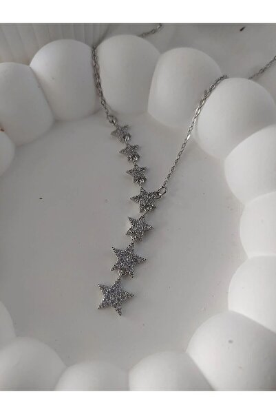Vip Aksesuar قلادة من الصلب على شكل نجمة مرصعة بأحجار الزركون