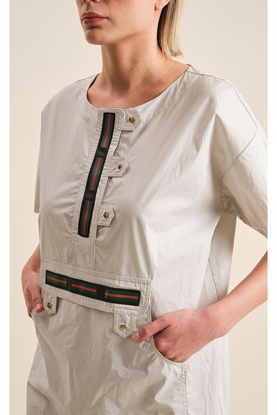 VERDA Cotton Plus Size Dress with Snap and Pocket Detail