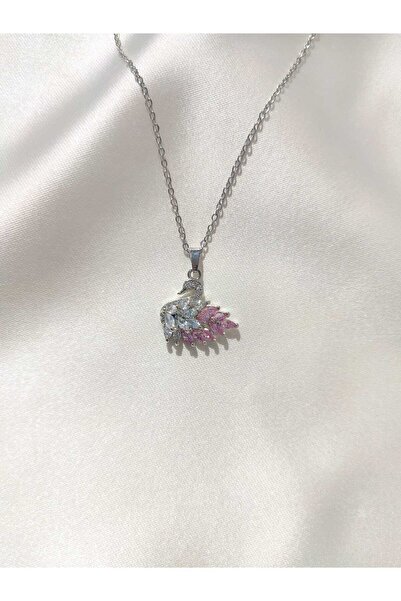 Evorya Kadın Paslanmaz Çelik Zirkon Taşlı Kuğu Model Kolye