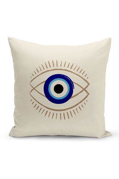 Bertille Home Nazar Series Double Sided Digital Printed 4-Piece Throw Pillow Case Set (Evil Eye Cushion Cover)