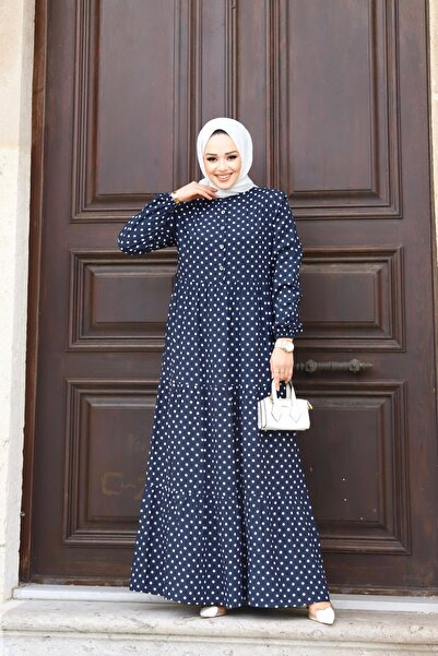 HİRA LİFE FASHİON Сезонна рокля от вискоза с хиджаб - колан с детайли