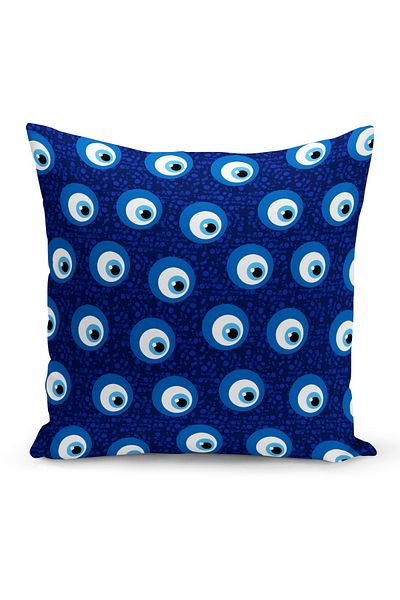 Bertille Home Seria Evil Eye, set de 4 huse de pernă cu imprimare digitală pe două fețe (husă de pernă pentru ochi Evil)
