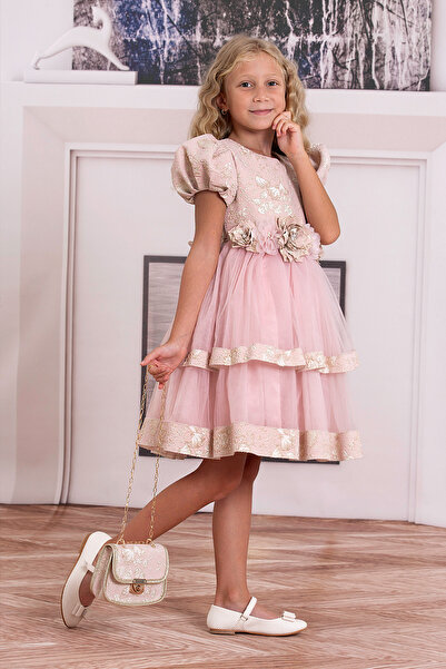 SÜSLÜ PİNK KİDS KIZ ÇOCUK TÜLLÜ ELBİSE