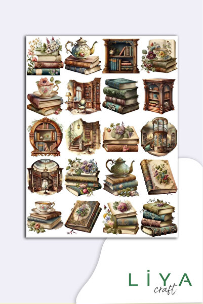 LiyaCraft Vintage Sticker Planner Ajanda Bullet Journal Için Uygun Set