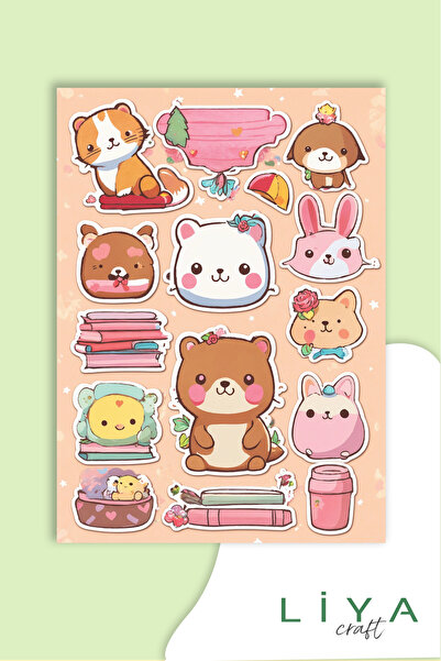 LiyaCraft Slatki mačka set planera za naljepnice, pogodan za Bullet Journal