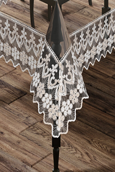 starlet home collection Yonca Şeffaf Silikon Fransız Dantelli Masa Örtüsü