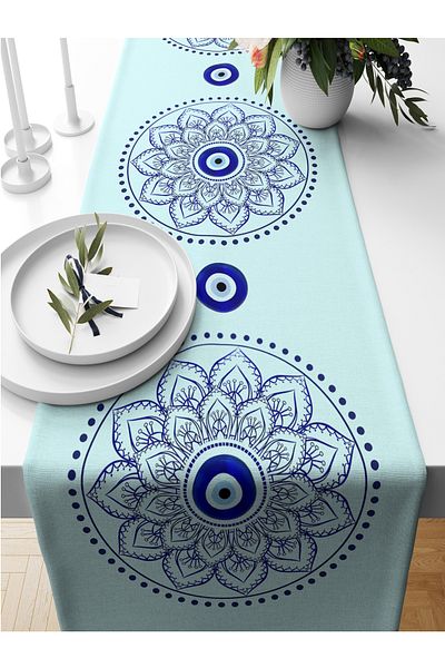 Bertille Home Seria Evil Eye 140x40 cm Runner imprimat digital (Evil Eye)