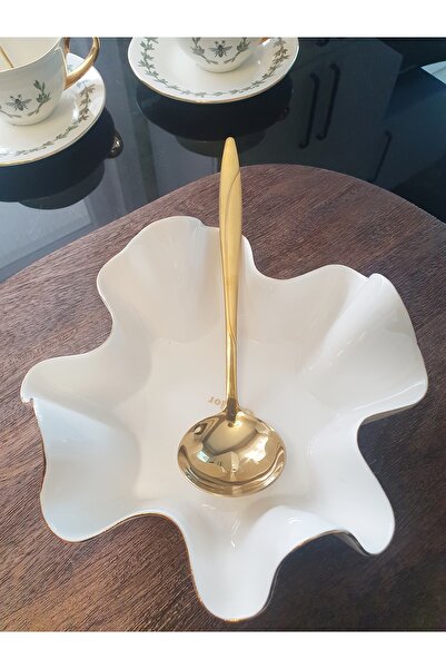 LOVYCO 18/10 Steel Non-tarnish Stainless Ladle - Gold Soup Serving, 15 Cm