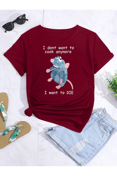 PENTHİLUS Голям размер тениска с щампа Cook Mouse