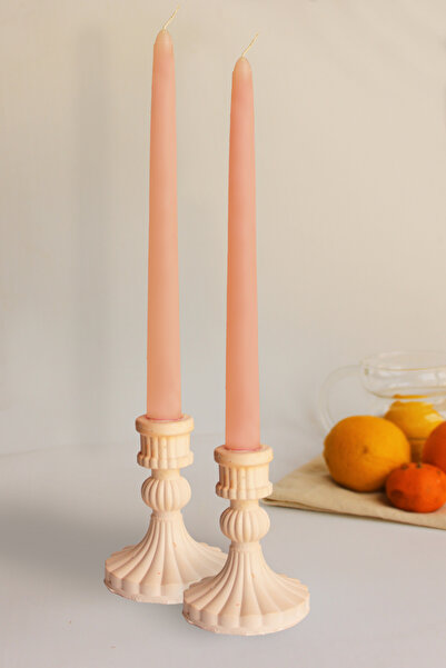 SANAT SEPET İŞLERİ 2' li Beton Şamdan Mumluk - 2' li Şamdan Mum Seti