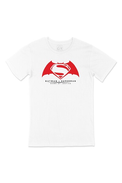 Cix Batman & Superman White T-Shirt with Pocket Logo Design